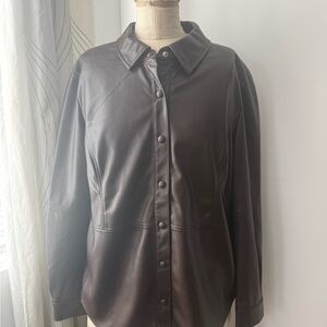 Avec Les Filles Chocolate Pleather Shirt XL